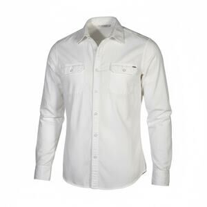 Guess Men’s XXL Denim 100% Cotton Twill Button Up Shirt Slim Fit White